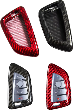 EuroFit BMW Carbon Fiber Key Fob Cover Assembled on Remote Key
