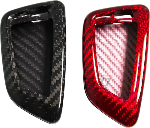 EuroFit BMW Carbon Fiber Key Fob Cover Front Profile Black and Red