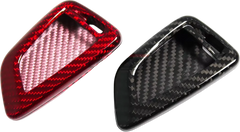 EuroFit BMW Carbon Fiber Key Fob Cover in Gloss Black and Red Weave